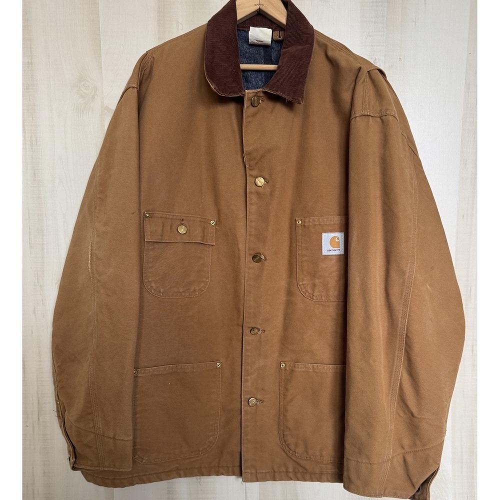 VTG Carhartt 6BLC Blanket Lined Canvas Duck Jacket Men's 52 Brown Made In USA - Picture 6 of 11